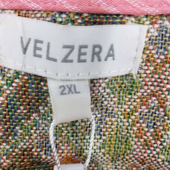 Coral Geo-Yoke Sleeveless Tie-Front Open Vest 2XL - Picture 7 of 8